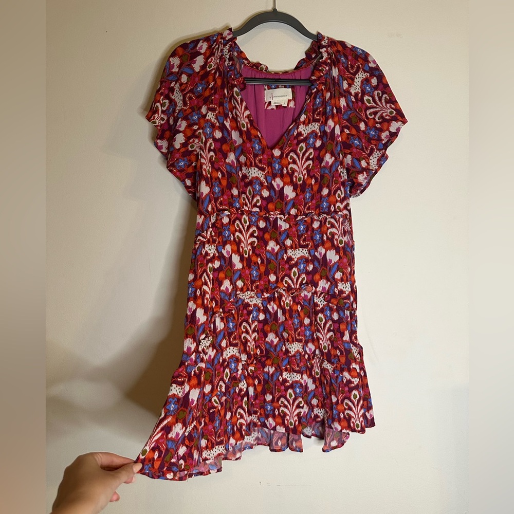 Anthropologie Robin Floral Ruffle Tiered Mini Dress